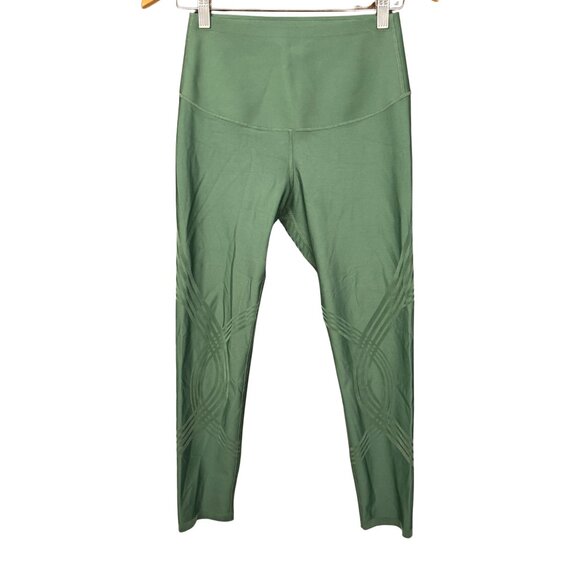 Fanka High Waisted 7/8 Leggings Green Sculpt Tummy Control Yoga Workout Pants - Picture 7 of 9